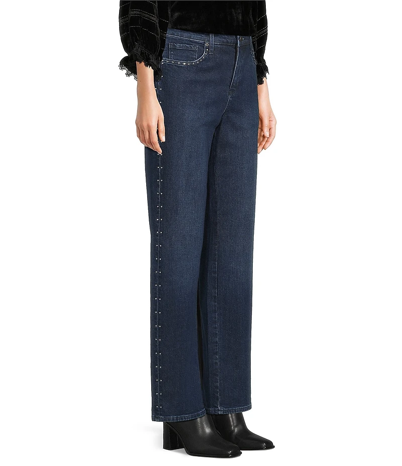 NYDJ Brooke Loose Straight Leg Rhinestone Side Seam Detail Jeans