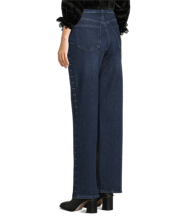 NYDJ Brooke Loose Straight Leg Rhinestone Side Seam Detail Jeans