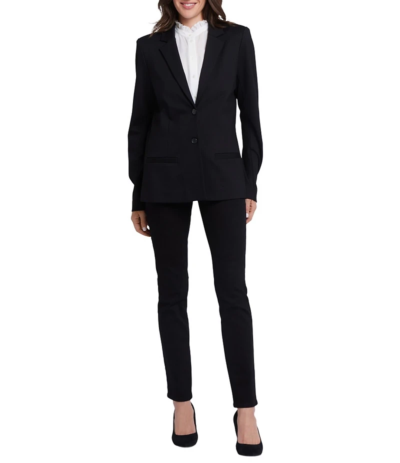 NYDJ Classic Ponte Knit Lapel Collar Long Sleeve Blazer