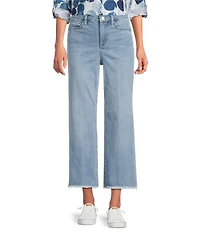 NYDJ Coco Stretch Denim Wide Leg Frayed Hem Cropped Jeans
