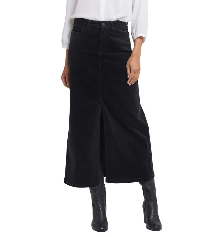 NYDJ Corduroy High Rise Side Slit 5-Pocket Long Skirt