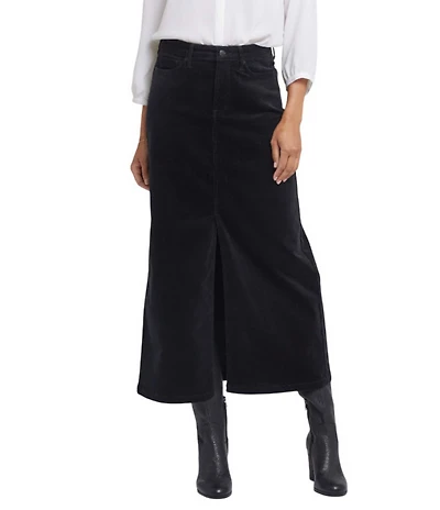 NYDJ Corduroy High Rise Side Slit 5-Pocket Long Skirt