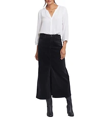 NYDJ Corduroy High Rise Side Slit 5-Pocket Long Skirt