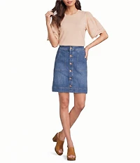 NYDJ Denim High Rise A-line Knee Length Utility Skirt