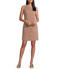 NYDJ Denim Round Neck Sleeveless Above Knee A-Line Utility Dress