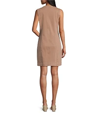 NYDJ Denim Round Neck Sleeveless Above Knee A-Line Utility Dress