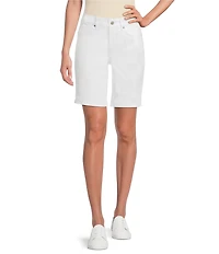 NYDJ Ella Crepe Valley Print Slim Fit Mid Rise Slit Hem Stretch Denim Shorts