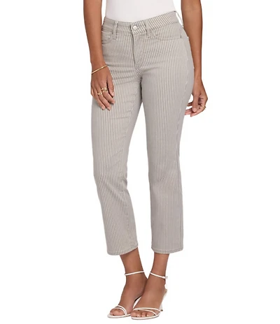 NYDJ Ellison Stripe Denim High Rise Straight Leg Ankle Length Jeans