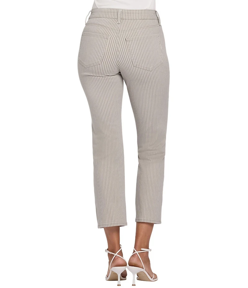 NYDJ Ellison Stripe Denim High Rise Straight Leg Ankle Length Jeans