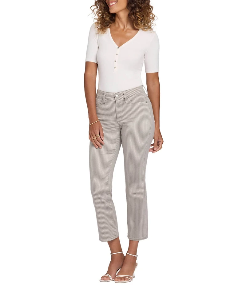 NYDJ Ellison Stripe Denim High Rise Straight Leg Ankle Length Jeans