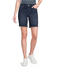 NYDJ Erin Denim Mid Rise Relaxed Fit Frayed Hem Shorts