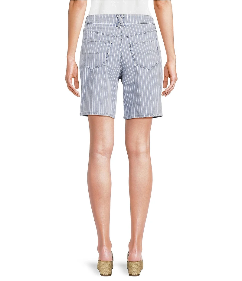 NYDJ Erin Stripe Denim Mid Rise Straight Leg Shorts