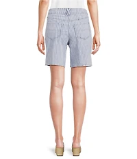 NYDJ Erin Stripe Denim Mid Rise Straight Leg Shorts