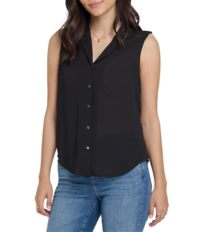 NYDJ Gabrielle Georgette Notch Lapel Sleeveless Blouse