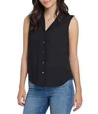 NYDJ Gabrielle Georgette Notch Lapel Sleeveless Blouse