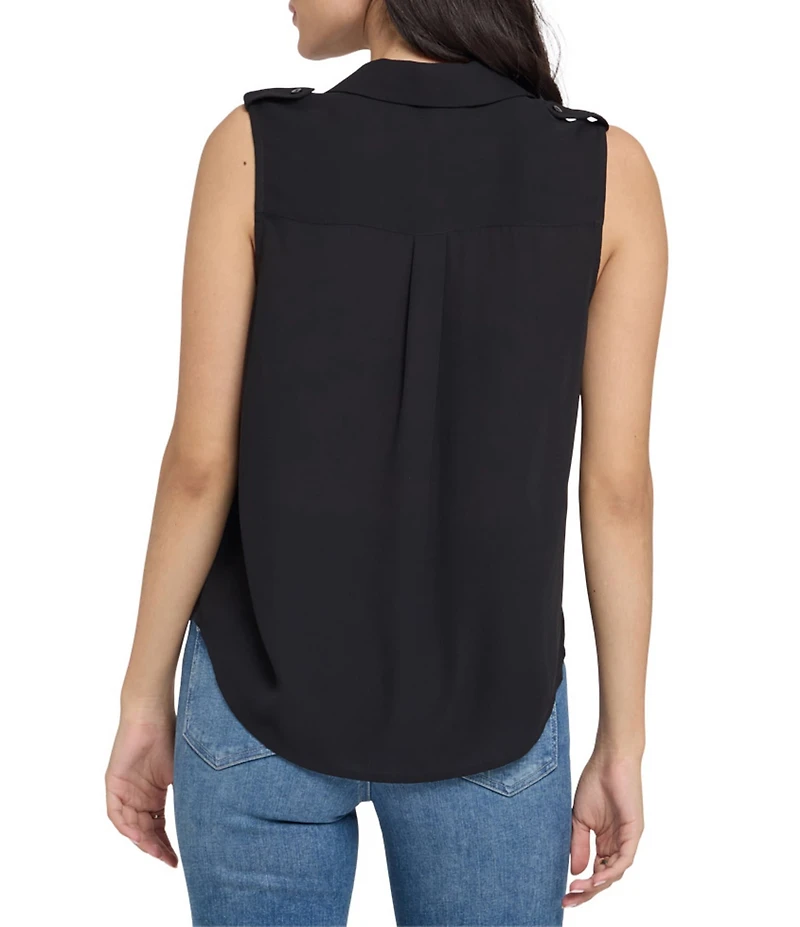 NYDJ Gabrielle Georgette Notch Lapel Sleeveless Blouse