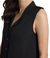 NYDJ Gabrielle Georgette Notch Lapel Sleeveless Blouse