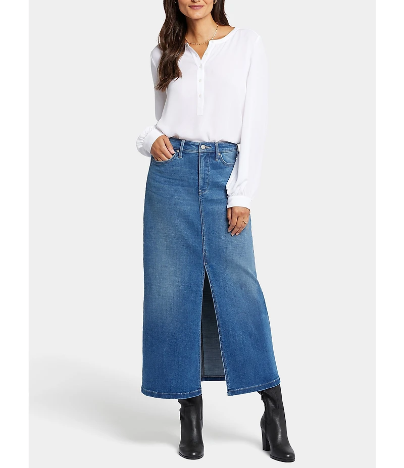 NYDJ High Rise A-Line Long Slit Skirt