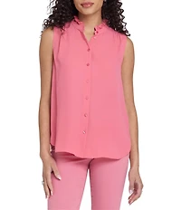 NYDJ High Ruffle Collar Sleeveless Button Front Blouse
