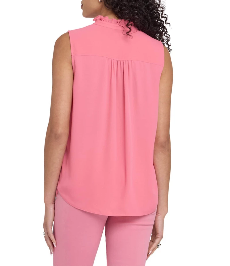 NYDJ High Ruffle Collar Sleeveless Button Front Blouse
