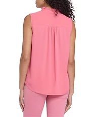 NYDJ High Ruffle Collar Sleeveless Button Front Blouse