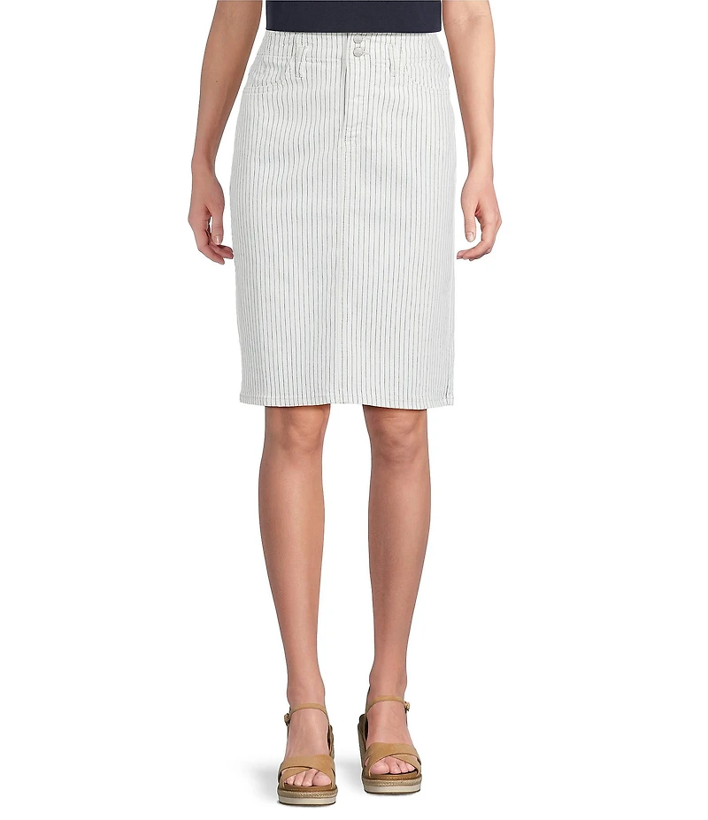 NYDJ Hollywood High Waist 4-Pocket Style Stripe A-Line Skirt