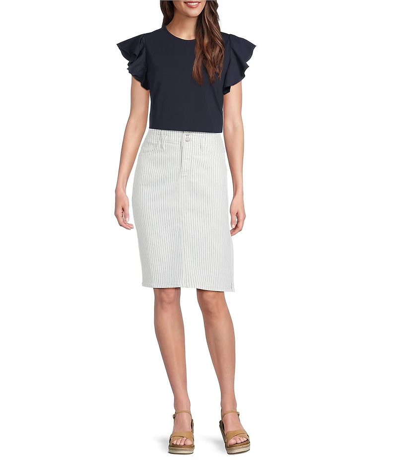 NYDJ Hollywood High Waist 4-Pocket Style Stripe A-Line Skirt
