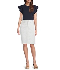 NYDJ Hollywood High Waist 4-Pocket Style Stripe A-Line Skirt