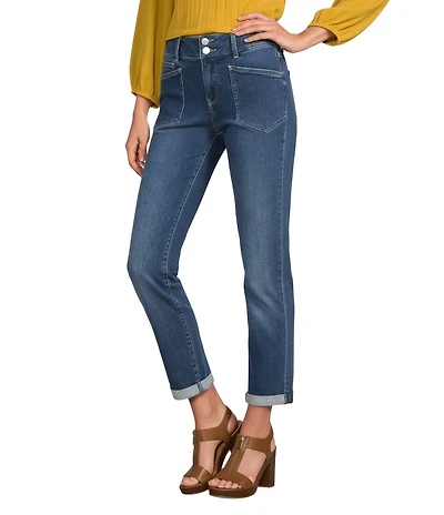 NYDJ Margot Stretch Denim Double Button Cuffed Girlfriend Jeans