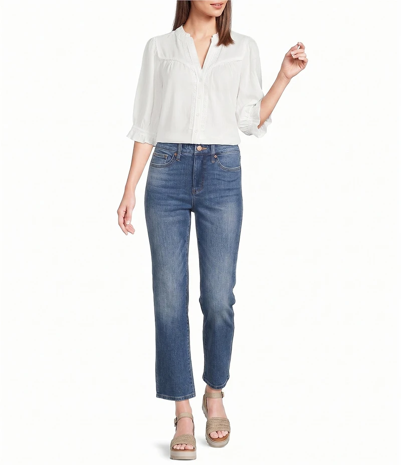 NYDJ Marilyn Denim Mid Rise Straight Leg Ankle Length Jeans