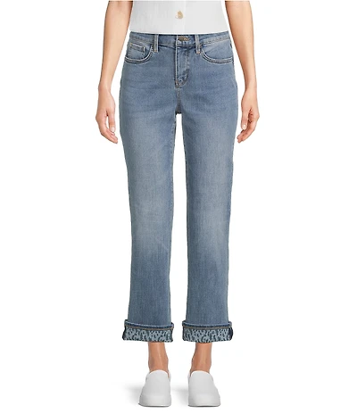 NYDJ Marilyn Lift Tuck® Technology Leopard Print Cuff Ankle Jeans