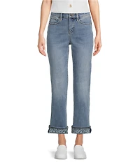 NYDJ Marilyn Lift Tuck® Technology Leopard Print Cuff Ankle Jeans