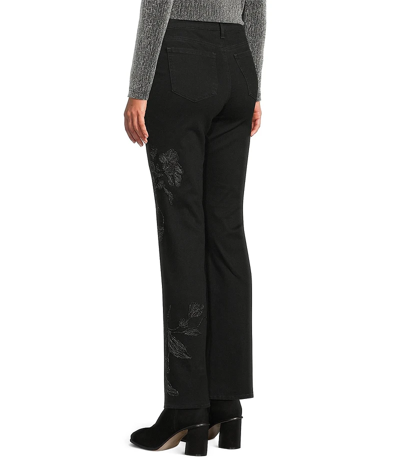 NYDJ Marilyn Lift Tuck® Technology Straight Leg Front Embroidery Jeans