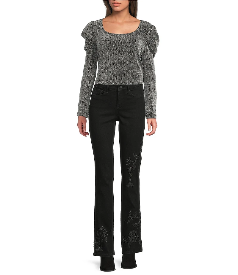 NYDJ Marilyn Lift Tuck® Technology Straight Leg Front Embroidery Jeans