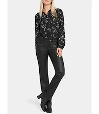 NYDJ Marilyn Mid Rise Straight Leg Coated Denim 5-Pocket Jeans