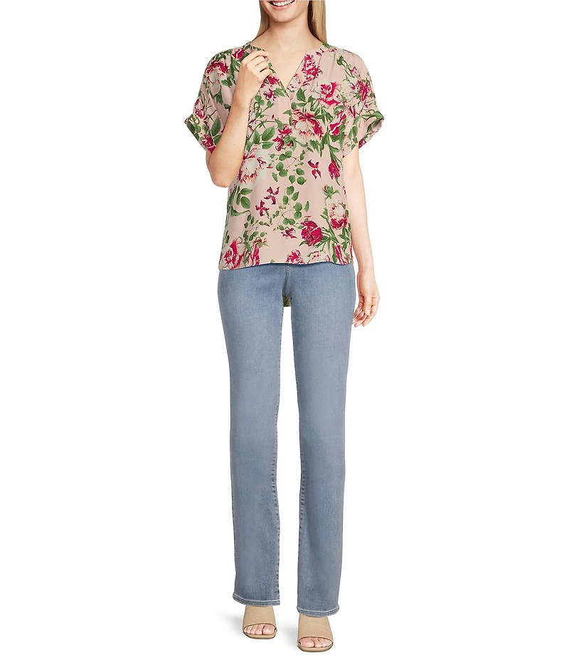 NYDJ Marilyn Stitching Straight Leg High Waisted Jeans