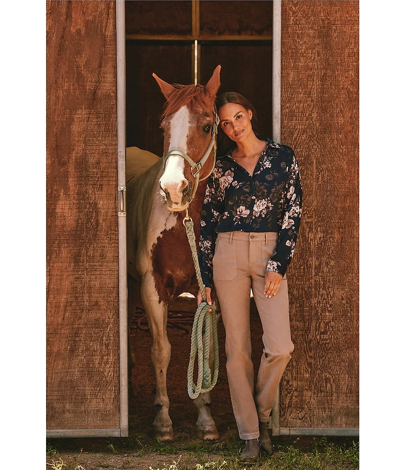 NYDJ Marilyn Straight Leg High-Rise Utility Pocket Jeans