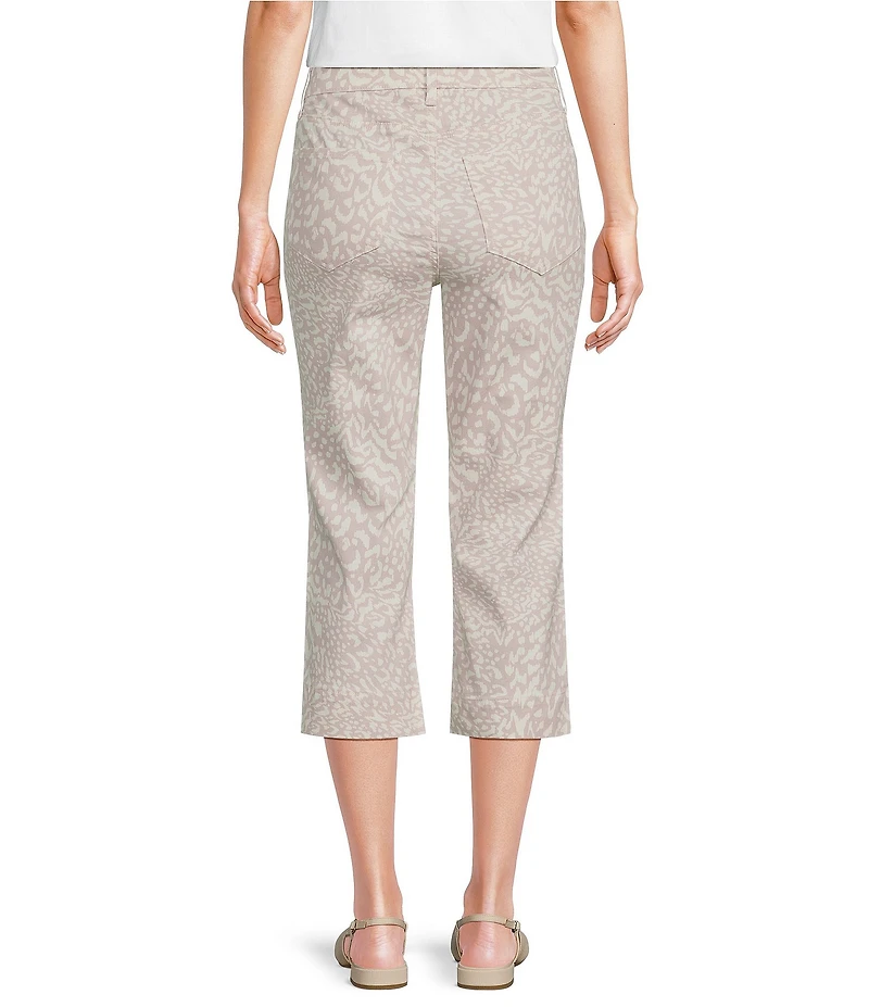 NYDJ Marilyn Stretch Denim Animal Print Straight Leg Crop Length Jeans