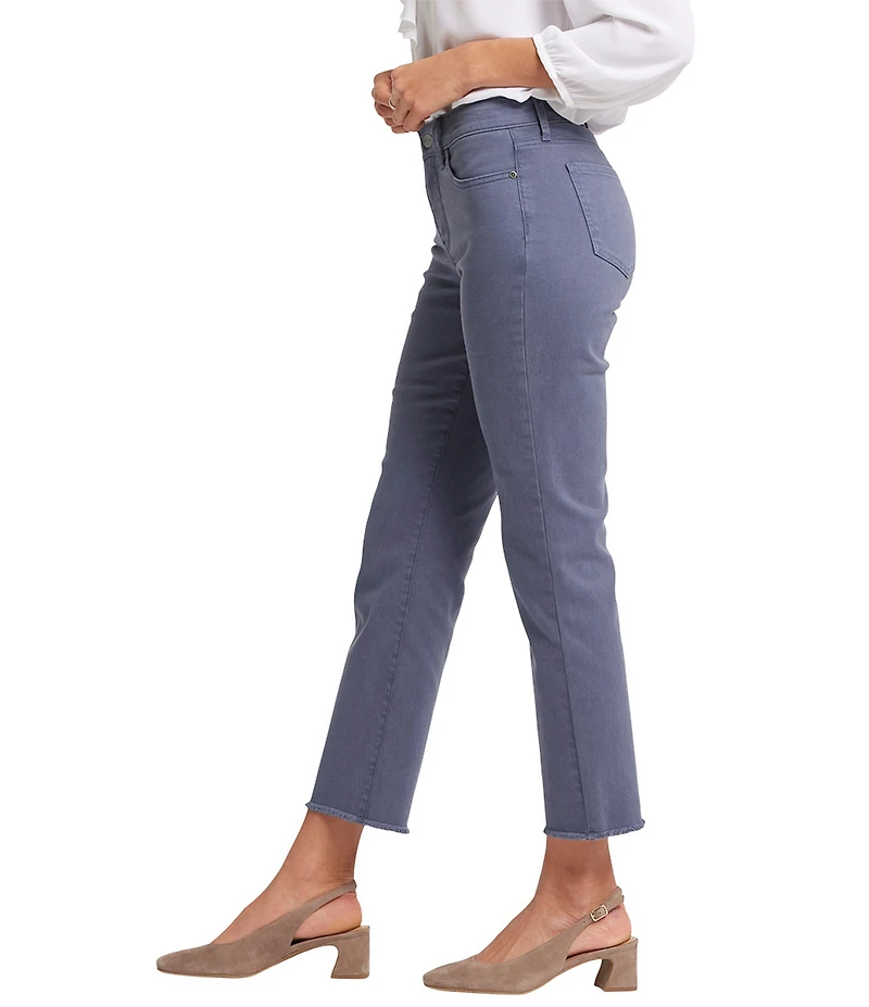 NYDJ Marilyn Stretch Denim Lift Tuck® Mid Rise Straight Leg Frayed Hem Ankle Jeans