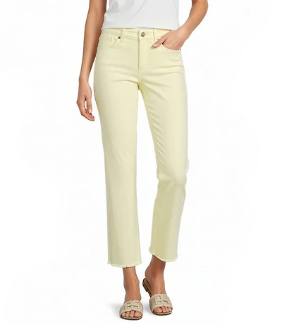 NYDJ Marilyn Stretch Denim Lift Tuck® Mid Rise Straight Leg Frayed Hem Ankle Jeans