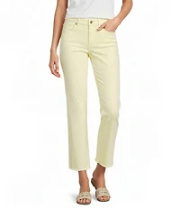 NYDJ Marilyn Stretch Denim Lift Tuck® Mid Rise Straight Leg Frayed Hem Ankle Jeans