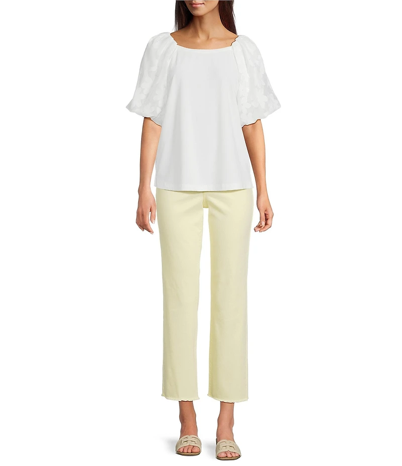 NYDJ Marilyn Stretch Denim Lift Tuck® Mid Rise Straight Leg Frayed Hem Ankle Jeans