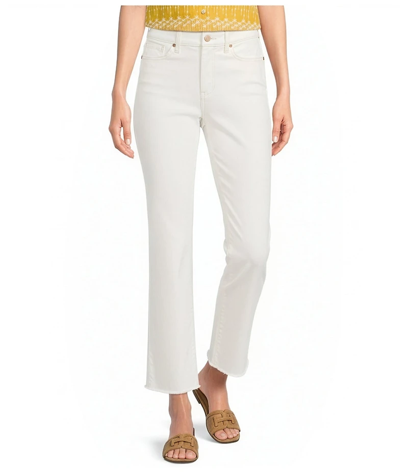 NYDJ Marilyn Stretch Denim Lift Tuck® Mid Rise Straight Leg Frayed Hem Ankle Jeans