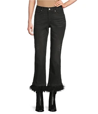 NYDJ Marilyn Stretch Denim Lift Tuck® Technology Detachable Feather Trim Straight Leg Jeans