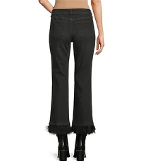 NYDJ Marilyn Stretch Denim Lift Tuck® Technology Detachable Feather Trim Straight Leg Jeans