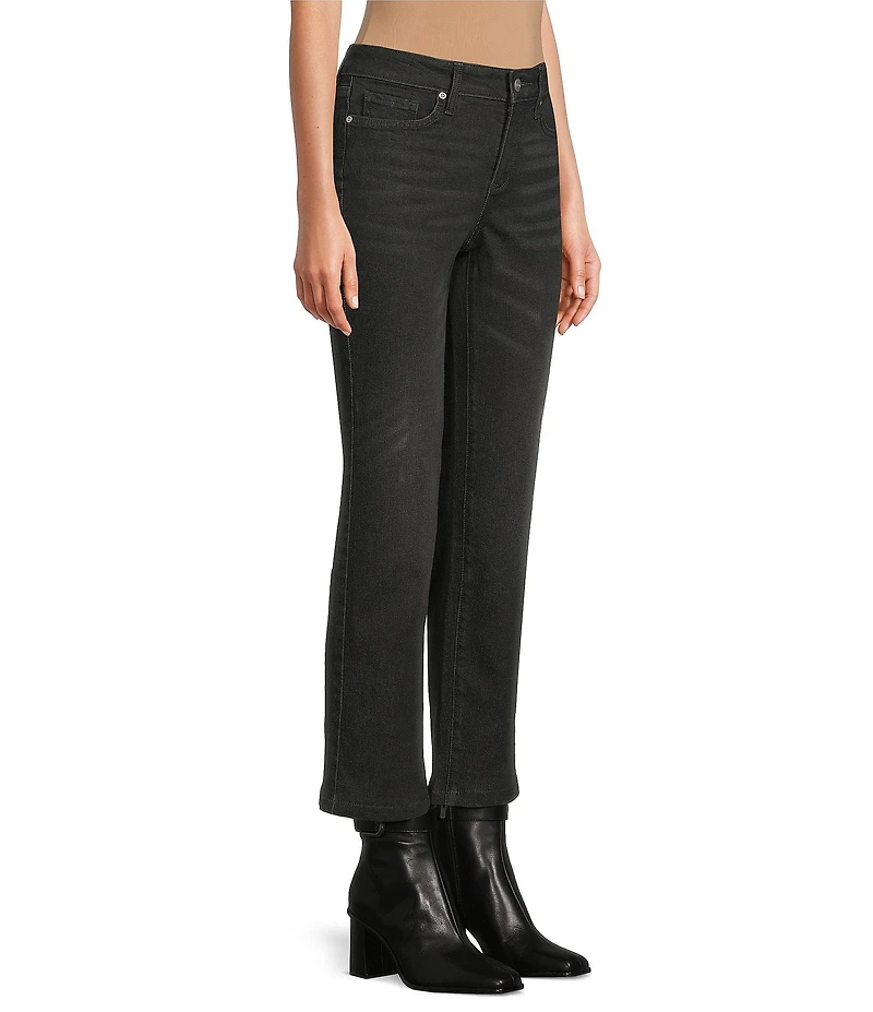 NYDJ Marilyn Stretch Denim Lift Tuck® Technology Detachable Feather Trim Straight Leg Jeans