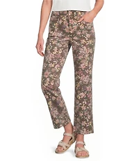 NYDJ Marilyn Stretch Denim Lift Tuck® Technology Floral Print High Rise Straight Leg Jeans