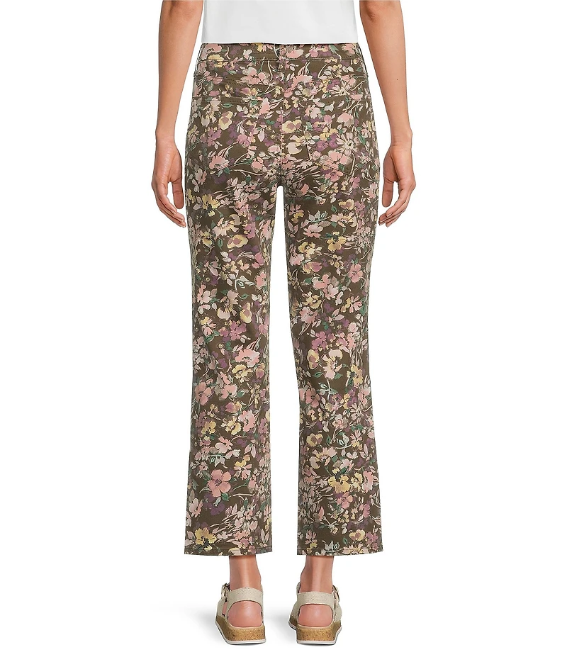 NYDJ Marilyn Stretch Denim Lift Tuck® Technology Floral Print High Rise Straight Leg Jeans