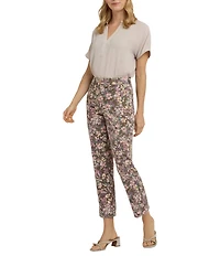 NYDJ Marilyn Stretch Denim Lift Tuck® Technology Floral Print High Rise Straight Leg Jeans