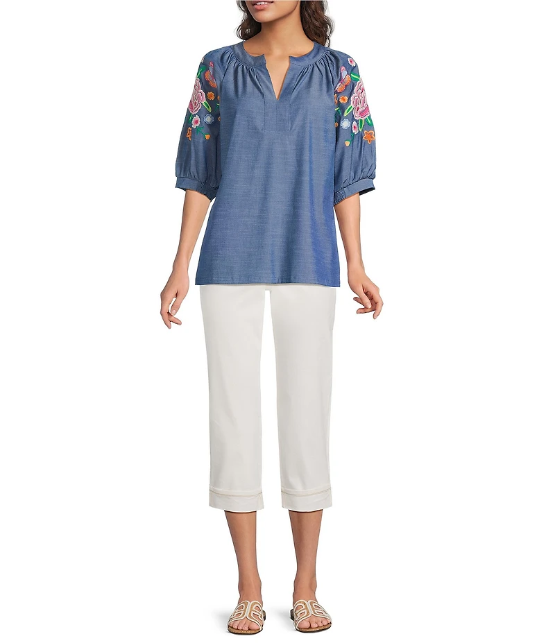 NYDJ Marilyn Stretch Denim Straight Leg Capri Length Jeans